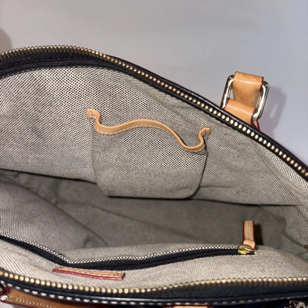 Dooney & Bourke VTG Leather Handbag‎ Double Pocket/zipper Satchel Excellent